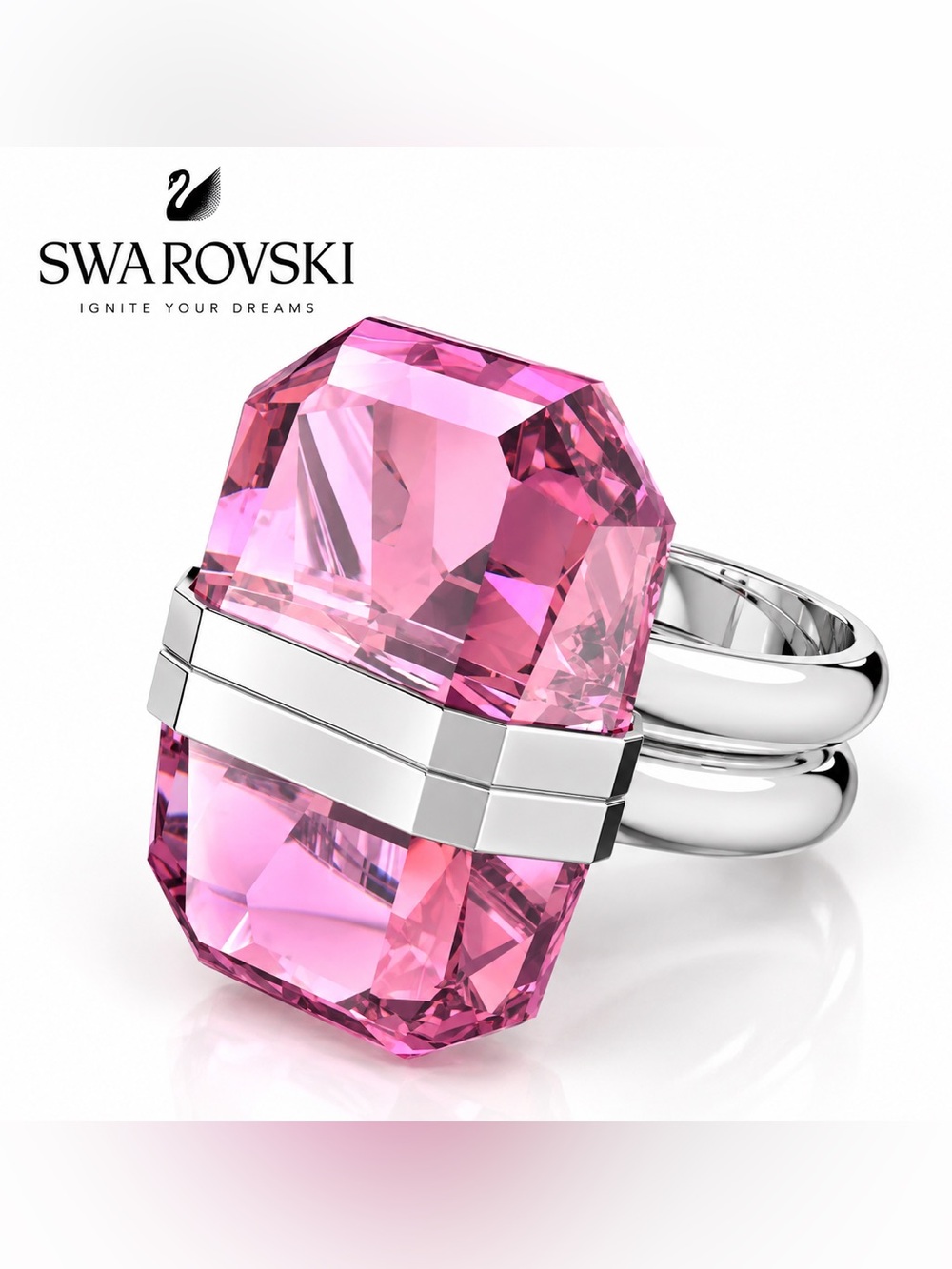 NWT Swarovski Elegant Pink and Silver Ring.